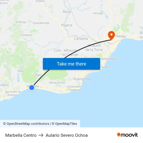 Marbella Centro to Aulario Severo Ochoa map