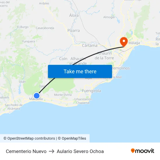 Cementerio Nuevo to Aulario Severo Ochoa map