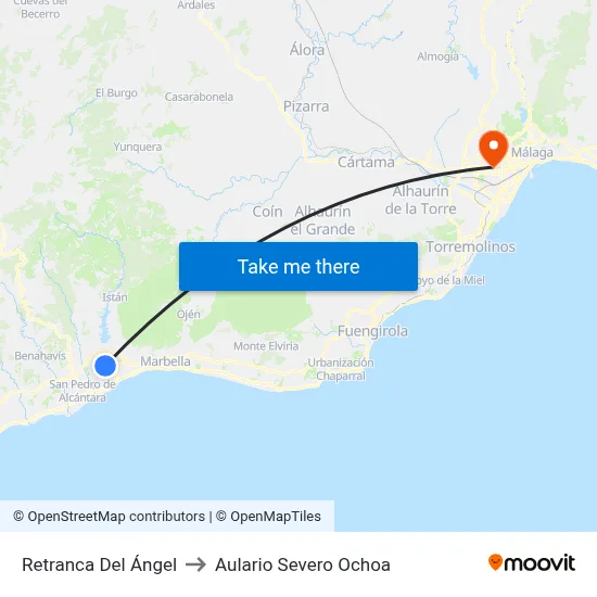 Retranca Del Ángel to Aulario Severo Ochoa map