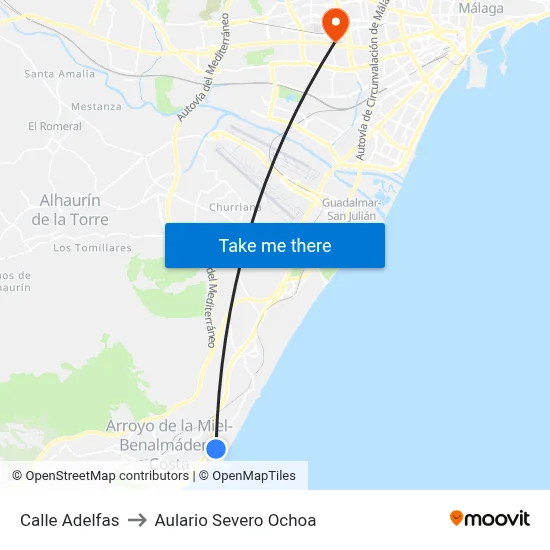 Calle Adelfas to Aulario Severo Ochoa map