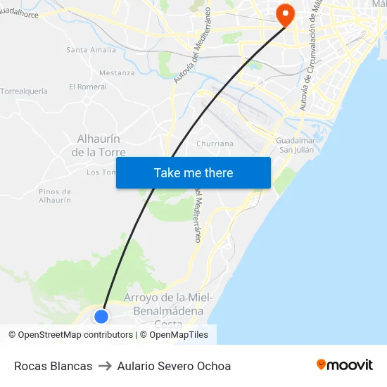 Rocas Blancas to Aulario Severo Ochoa map
