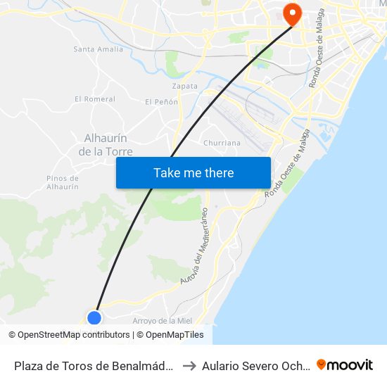 Plaza de Toros de Benalmádena to Aulario Severo Ochoa map