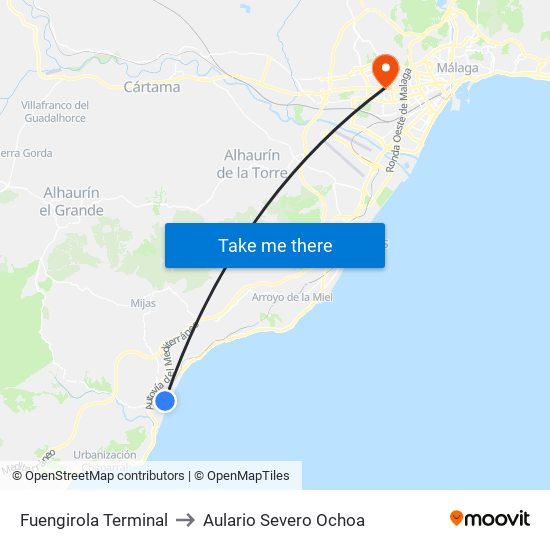 Fuengirola Terminal to Aulario Severo Ochoa map