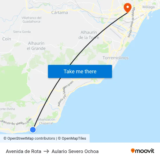Avenida de Rota to Aulario Severo Ochoa map