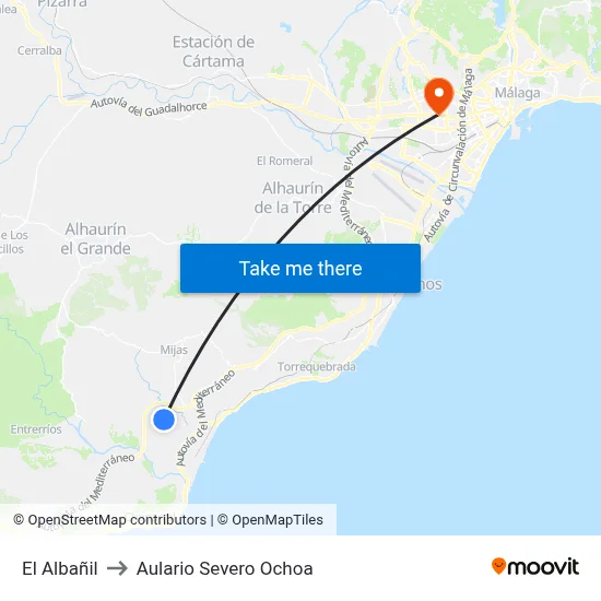 El Albañil to Aulario Severo Ochoa map