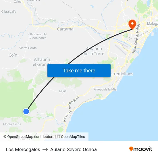 Los Mercegales to Aulario Severo Ochoa map