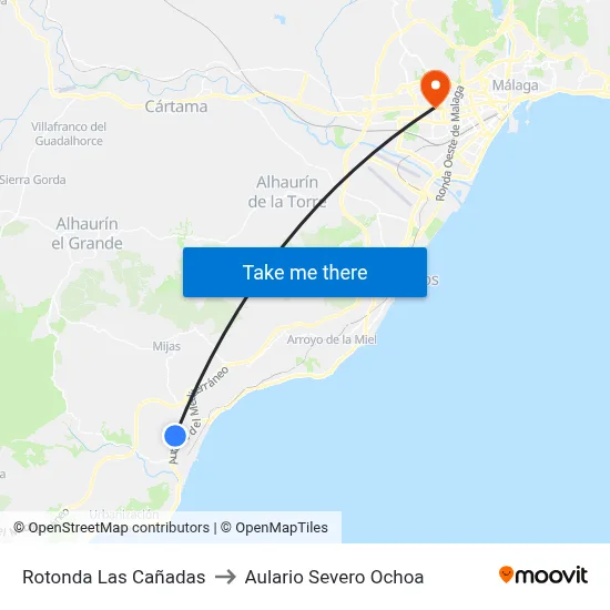 Rotonda Las Cañadas to Aulario Severo Ochoa map