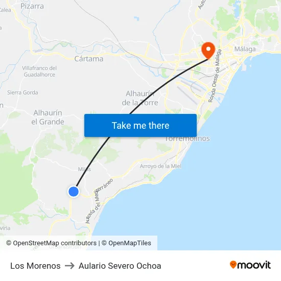 Los Morenos to Aulario Severo Ochoa map