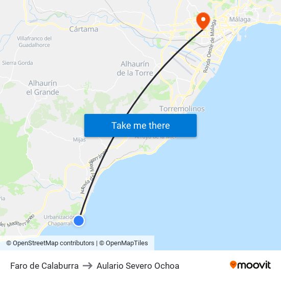 Faro de Calaburra to Aulario Severo Ochoa map
