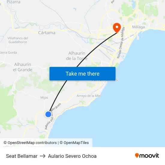 Seat Bellamar to Aulario Severo Ochoa map