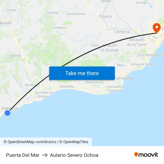 Puerta Del Mar to Aulario Severo Ochoa map