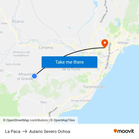 La Paca to Aulario Severo Ochoa map