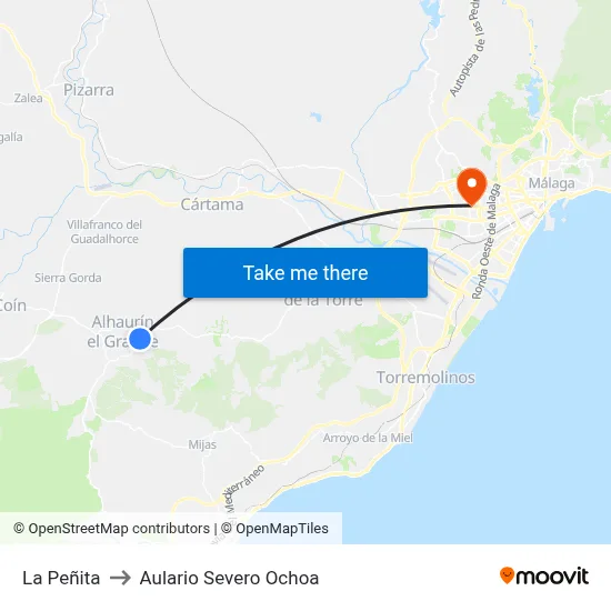 La Peñita to Aulario Severo Ochoa map