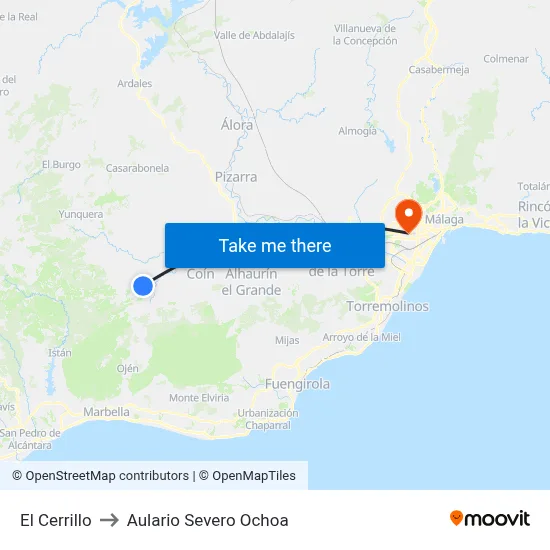 El Cerrillo to Aulario Severo Ochoa map