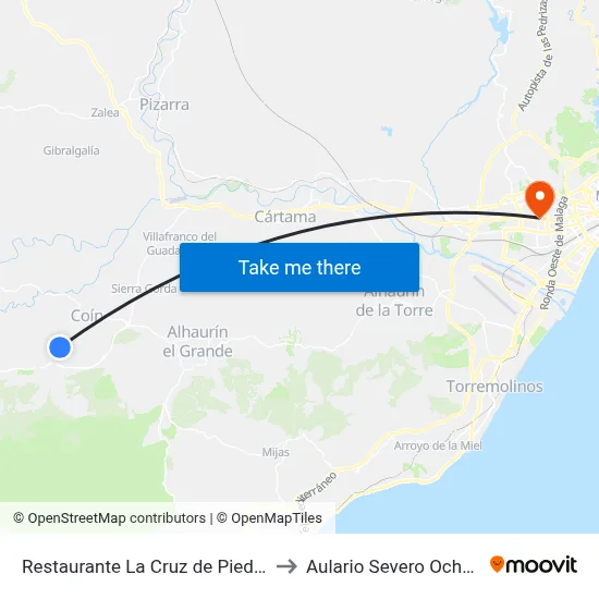 Restaurante La Cruz de Piedra to Aulario Severo Ochoa map