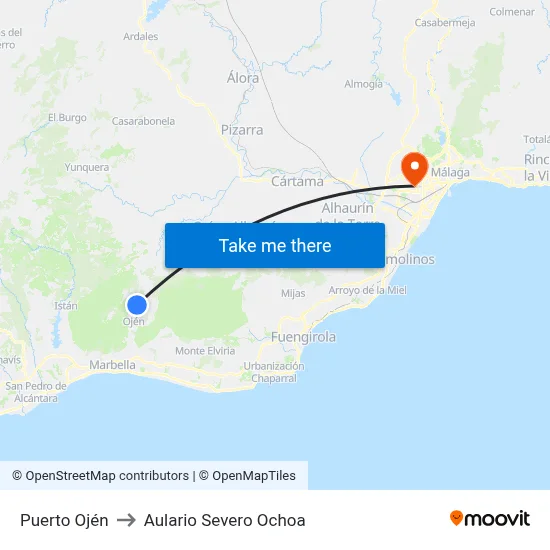 Puerto Ojén to Aulario Severo Ochoa map