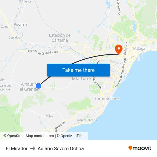El Mirador to Aulario Severo Ochoa map