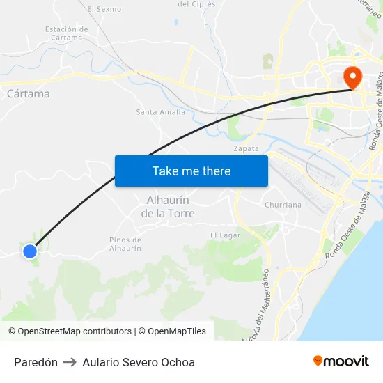 Paredón to Aulario Severo Ochoa map