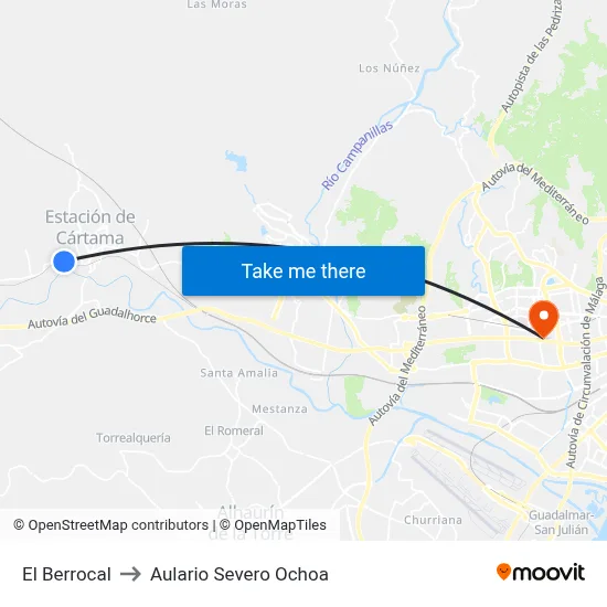 El Berrocal to Aulario Severo Ochoa map