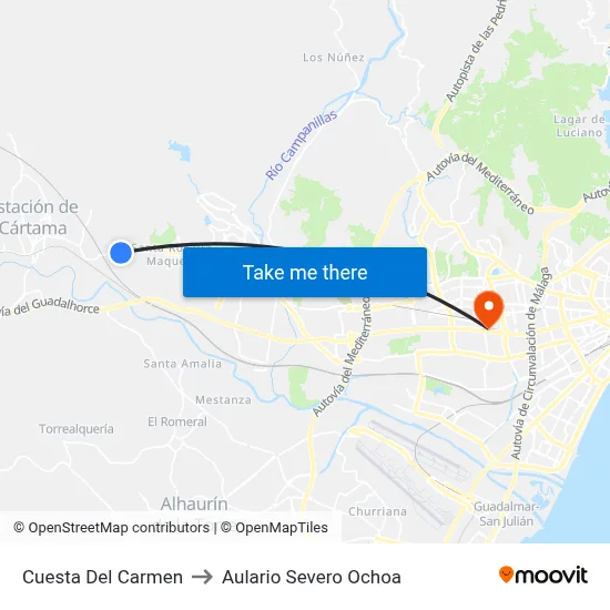 Cuesta Del Carmen to Aulario Severo Ochoa map
