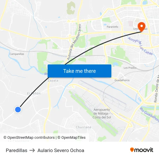 Paredillas to Aulario Severo Ochoa map