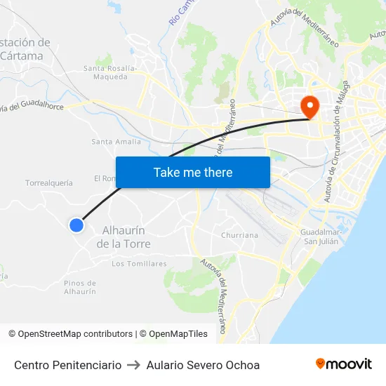Centro Penitenciario to Aulario Severo Ochoa map
