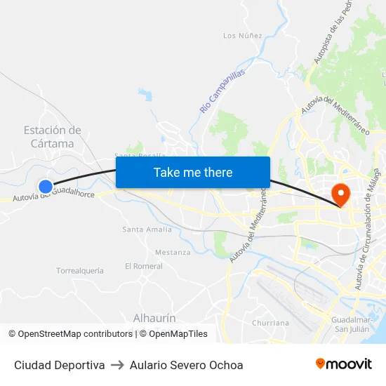 Ciudad Deportiva to Aulario Severo Ochoa map