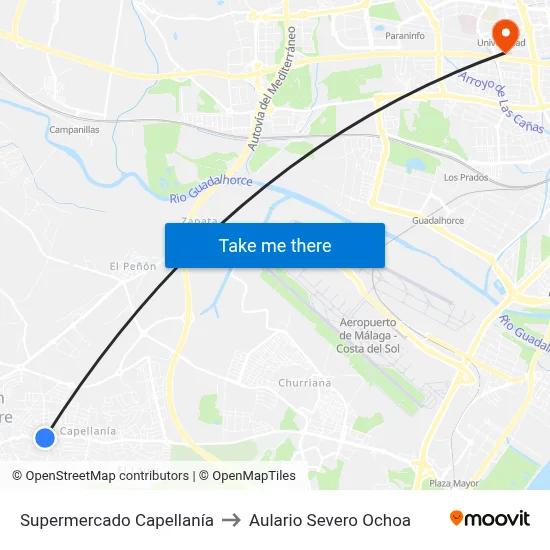 Supermercado Capellanía to Aulario Severo Ochoa map