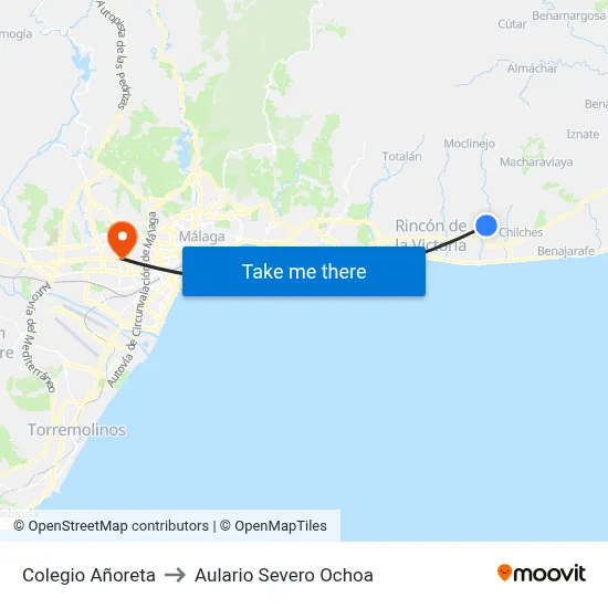 Colegio Añoreta to Aulario Severo Ochoa map