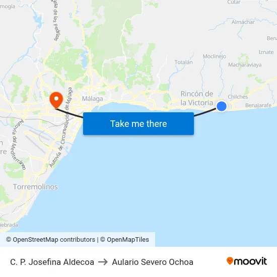 C. P. Josefina Aldecoa to Aulario Severo Ochoa map