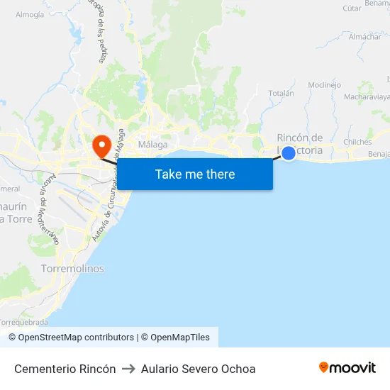 Cementerio Rincón to Aulario Severo Ochoa map
