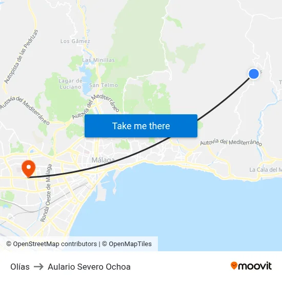 Olías to Aulario Severo Ochoa map