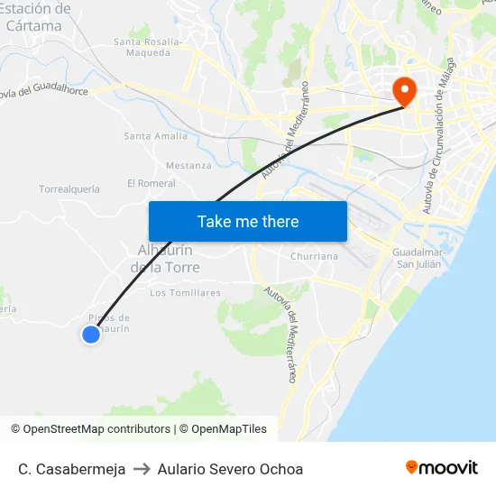 C. Casabermeja to Aulario Severo Ochoa map