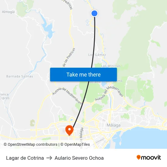 Lagar de Cotrina to Aulario Severo Ochoa map