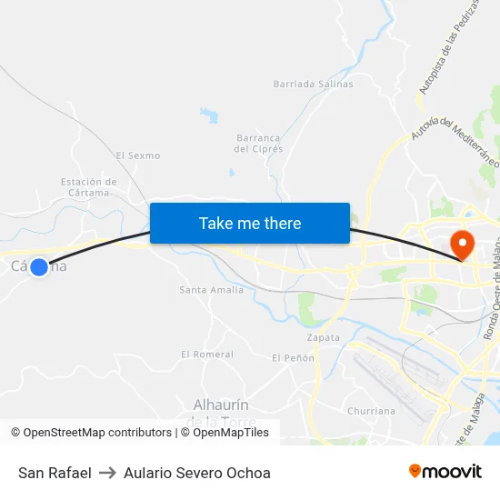 San Rafael to Aulario Severo Ochoa map