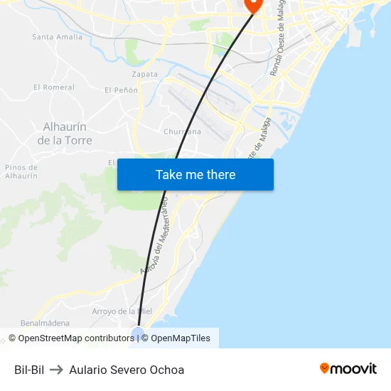 Bil-Bil to Aulario Severo Ochoa map