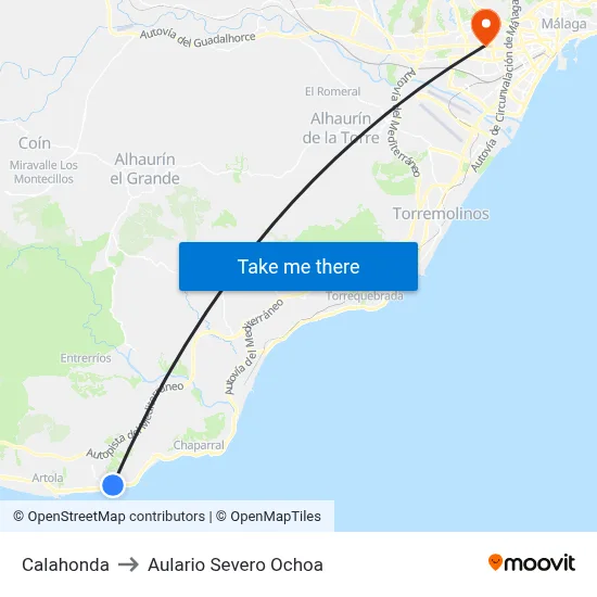 Calahonda to Aulario Severo Ochoa map