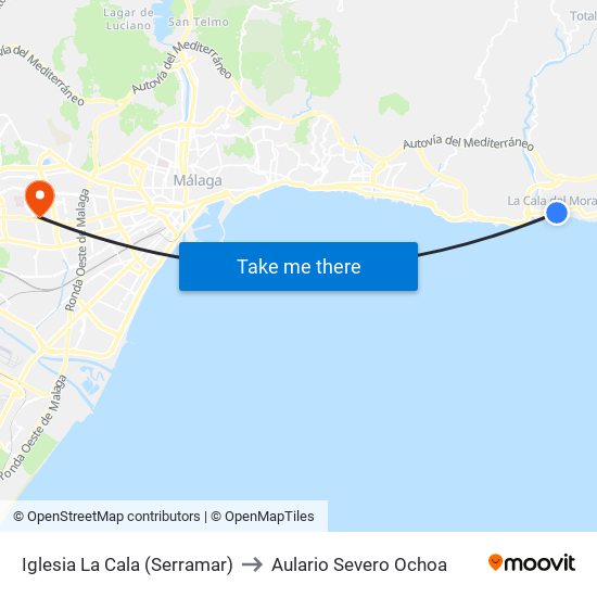 Iglesia La Cala (Serramar) to Aulario Severo Ochoa map