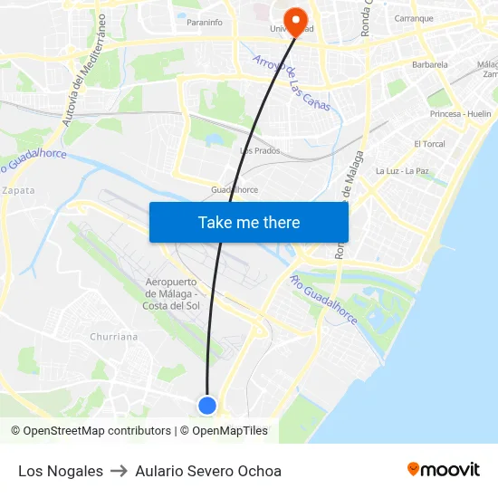 Los Nogales to Aulario Severo Ochoa map