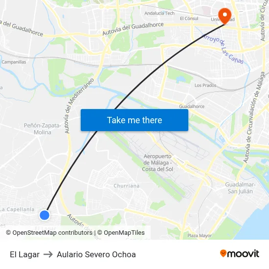 El Lagar to Aulario Severo Ochoa map