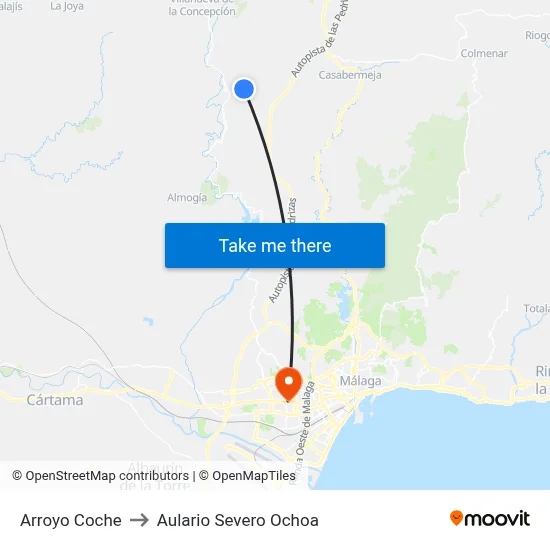 Arroyo Coche to Aulario Severo Ochoa map