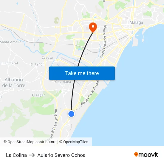 La Colina to Aulario Severo Ochoa map