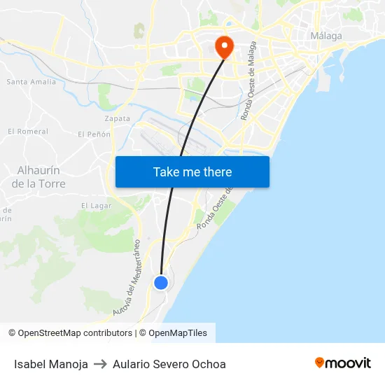 Isabel Manoja to Aulario Severo Ochoa map