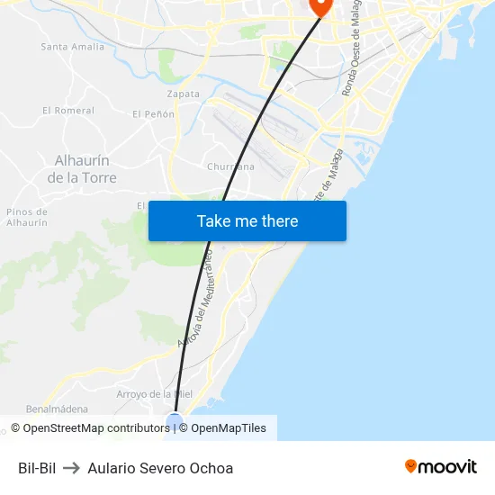 Bil-Bil to Aulario Severo Ochoa map