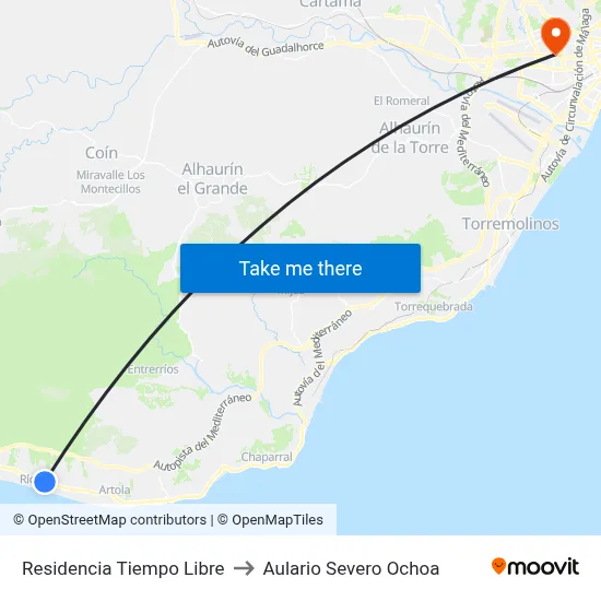 Residencia Tiempo Libre to Aulario Severo Ochoa map