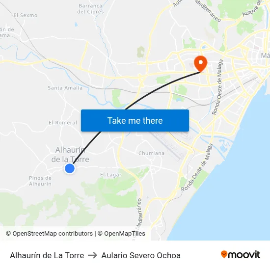Alhaurín de La Torre to Aulario Severo Ochoa map