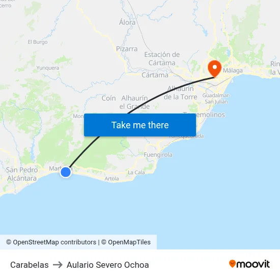Carabelas to Aulario Severo Ochoa map