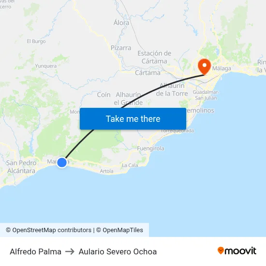Alfredo Palma to Aulario Severo Ochoa map