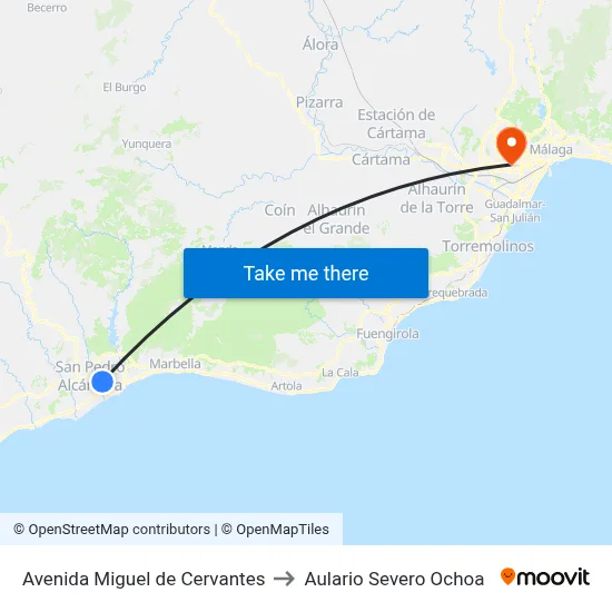 Avenida Miguel de Cervantes to Aulario Severo Ochoa map