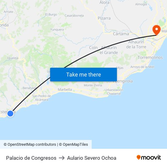 Palacio de Congresos to Aulario Severo Ochoa map